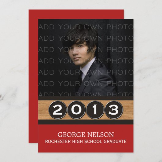 Red Classy Keys Afstuderen Uitnodiging (Voorkant / Achterkant)