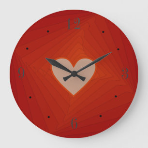 Red Clock met Love Heart Center>Valentijnse cadeau Grote Klok