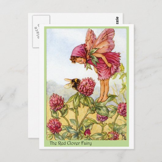 Red Clover Fairy Briefkaart (Voorkant / Achterkant)
