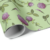 Red Clover Greenery Wrapping Paper Cadeaupapier (Rol Hoek)