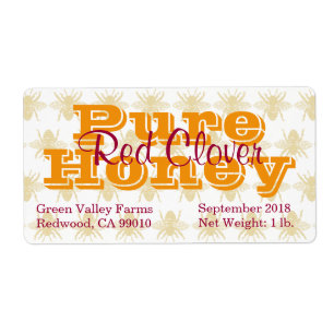 Red Clover Honey Jar Etiket