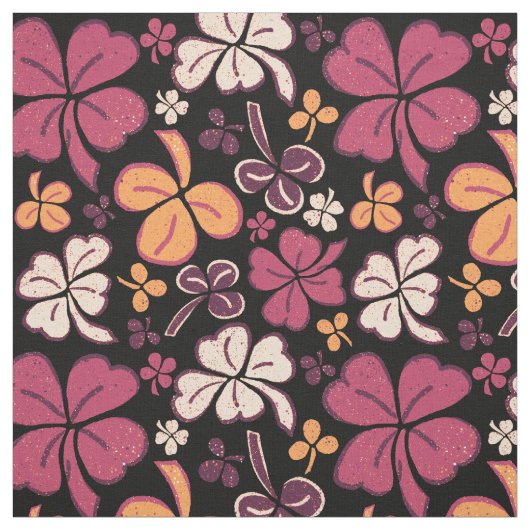 Red Clover Shamrock Pattern St. Patrick's Day Stof (Swatch)