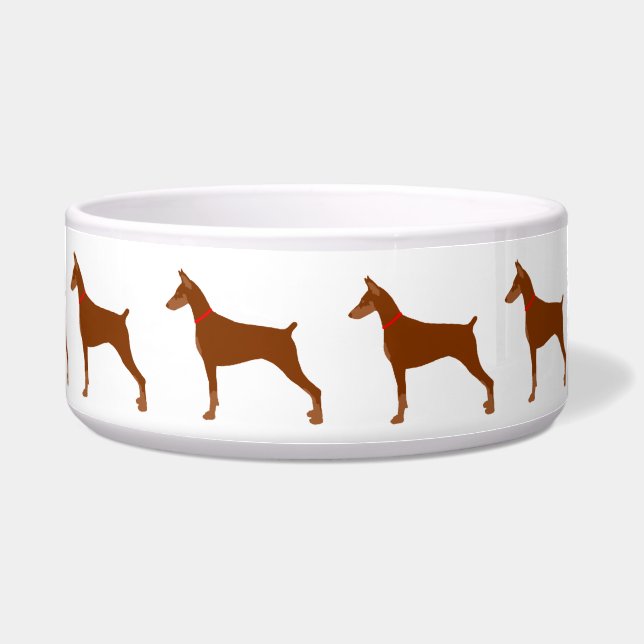 Red Coated Doberman Bowl Voerbakje (Voorkant)