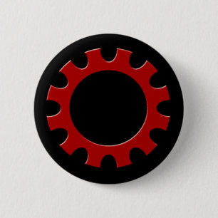 Red Cog Button! Ronde Button 5,7 Cm