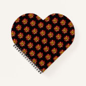 Red Collarette Dahlia Floral Pattern on Black Notitieboek (Voorkant)