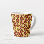 Red Collarette Dahlia Floral Pattern on Yellow Latte Mok (Rechterhoek)