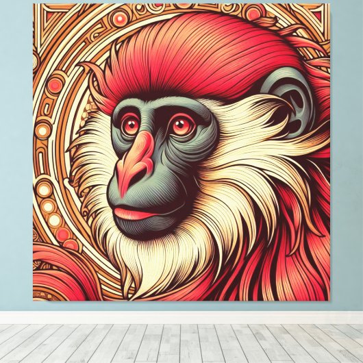 RED COLOBUS MONKEY LIJST ART CANVAS AFDRUK (Insitu (Houten vloer))