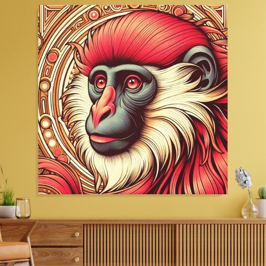 RED COLOBUS MONKEY LIJST ART CANVAS AFDRUK (Insitu (Woonkamer))
