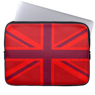 Red Color Background Britse Union Jack Laptop Sleeve