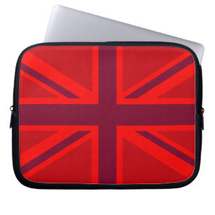 Red Color Background Britse Union Jack Laptop Sleeve