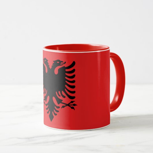 Red Combo Mug with flag of Albania Mok (Voorkant rechts)