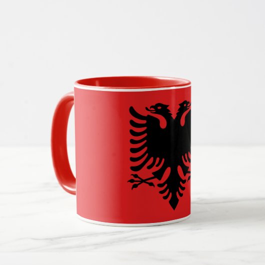 Red Combo Mug with flag of Albania Mok (Voorkant links)