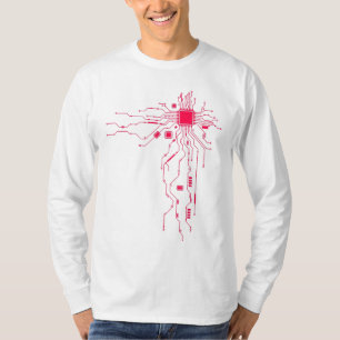 Red Computer CPU Core Heart Geek T-shirt