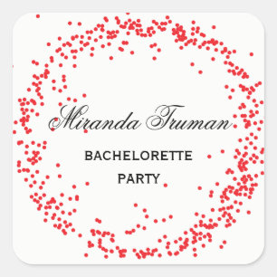 Red Confetti Bachelorette Party - Sticker Carré