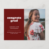 Red Congrats Grad Photo Graduation Invitation (Devant)
