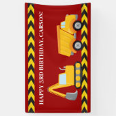 Red Construction Truck Custom Boys Verjaardagsfees Spandoek (Verticaal)