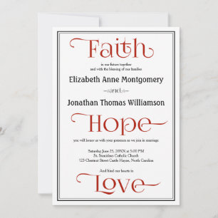 Red Contemporary Christian Wedding Invitations