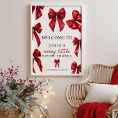 Red Coquette Bows Christmas Winter Bridal Welcome Poster