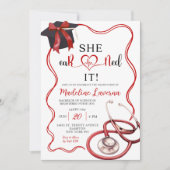 Red Coquette Nurse Graduation Kaart (Voorkant)