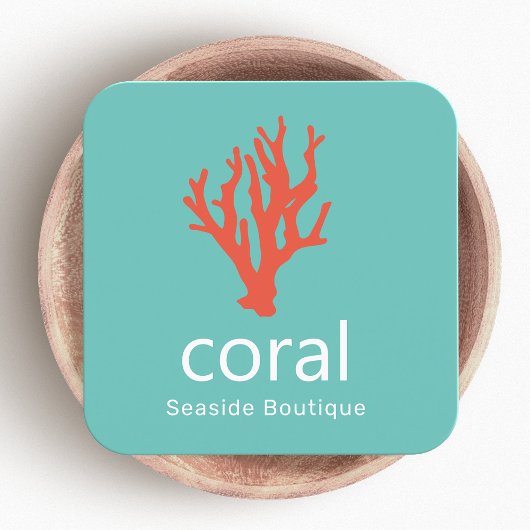 Red Coral Coastal Logo Vierkante Visitekaartje