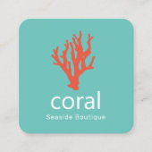 Red Coral Coastal Logo Vierkante Visitekaartje (Voorkant)