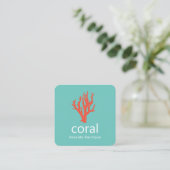 Red Coral Coastal Logo Vierkante Visitekaartje (Staand voorkant)