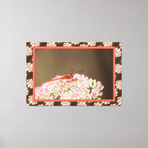 Red Coral Dragonfly Art Decor Canvas Afdruk