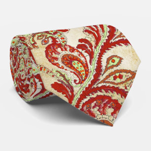 Red Coral Lime Paisley Cravate Mariage