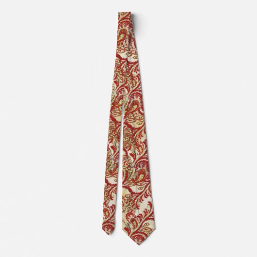 Red Coral Lime Paisley Cravate Mariage (Dos)