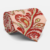 Red Coral Lime Paisley Cravate Mariage (Roulé)
