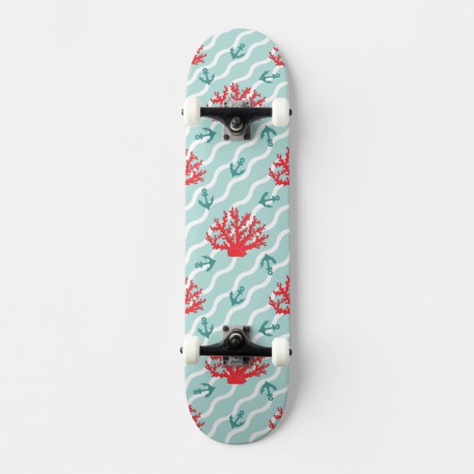 Red Coral Pattern 1 Skateboard (Voorkant)