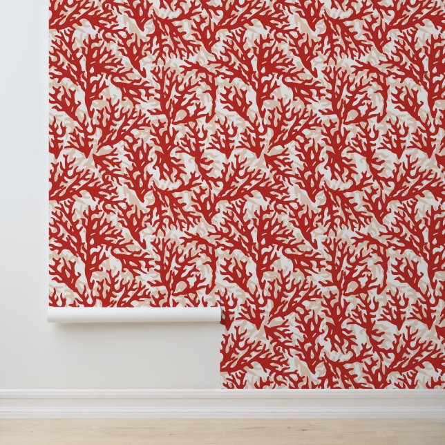 Red Coral Pattern 2 Behang (Applicatie)