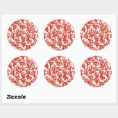 Red Coral Pattern 2 Ronde Sticker (Vel)