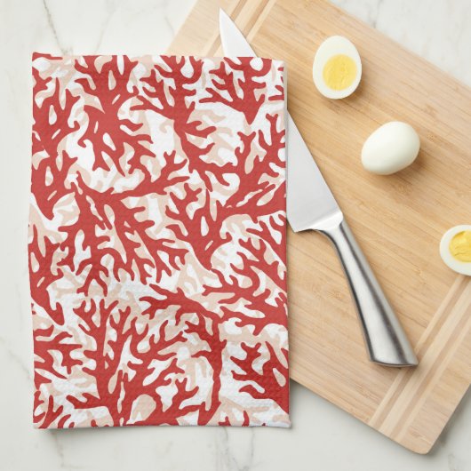 Red Coral Pattern 2 Theedoek (Quarter Fold)