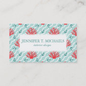 Red Coral Pattern Visitekaartje (Voorkant)