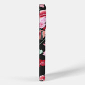 Red Coral Pink Black Waterverf Flowers Monogram Case-Mate iPhone Case (Achterkant / Rechts)