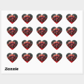 RED CORAL ROZEN, RUBY DAMASK HEART MONOGRAM HART STICKER (Vel)