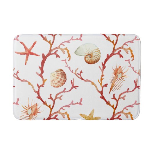 Red Coral & Seashells Bath Mat (Voorkant)