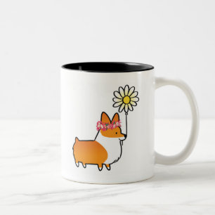 Red Corgi Flower Power Mok CorgiDingen