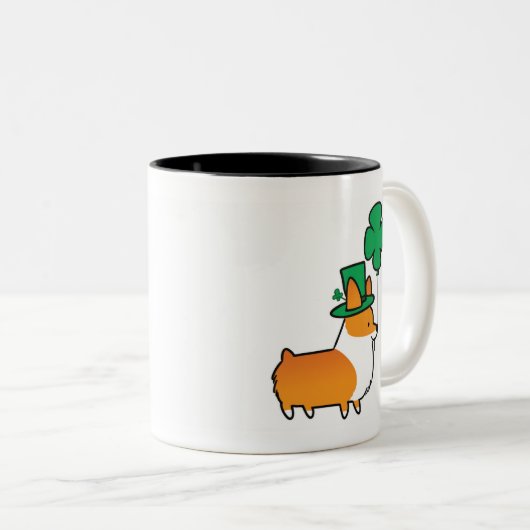 Red Corgi Lucky Shamrock Mok | CorgiDingen (Voorkant rechts)