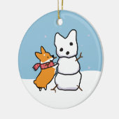 Red Corgi Snowman Ornament | CorgiDingen (Links)