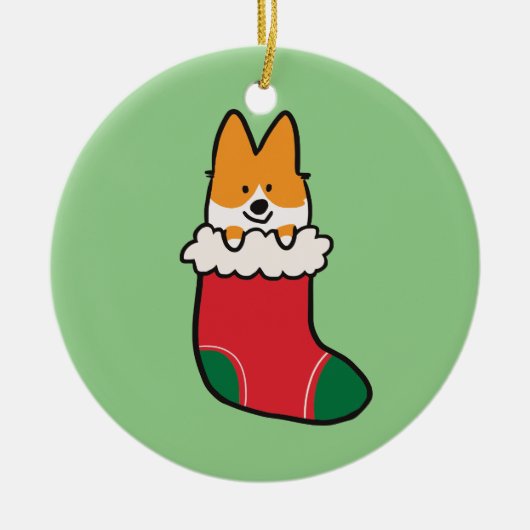 Red Corgi Stocking Ornament | CorgiDingen (Voorkant)