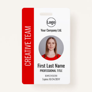 Red Corporate Employee - Logo, Photo, Barcode Badg Badge