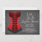 Red Corset Lingerie Bruids Douche Uitnodiging (Voorkant)