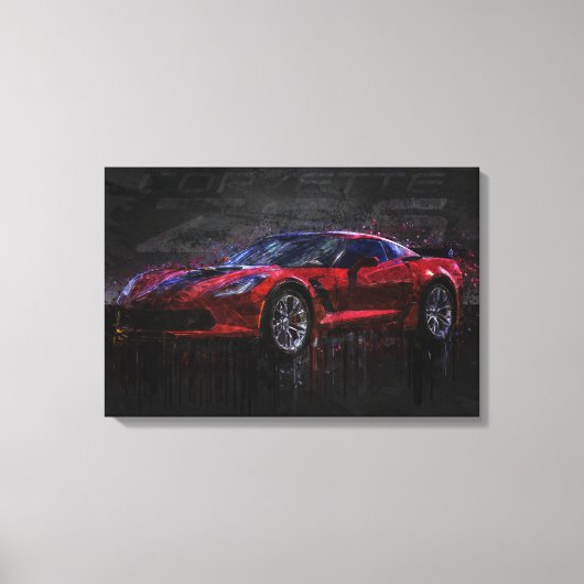 Red Corvette Z06 Canvas Afdruk (Voorkant)