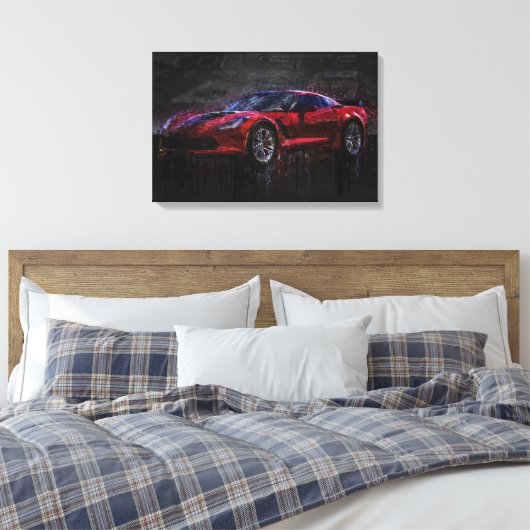 Red Corvette Z06 Canvas Afdruk (Insitu (Slaapkamer))