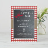Red country Checker Crawfish Boil Engagement Party Kaart (Staand voorkant)