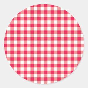 Red Country Gingham Check Patroon Ronde Sticker