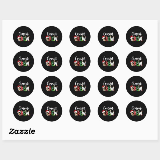 Red Cousin Crew Christmas Retro Ronde Sticker (Vel)