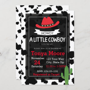 Red Cow Boy Baby shower Invitation Kaart